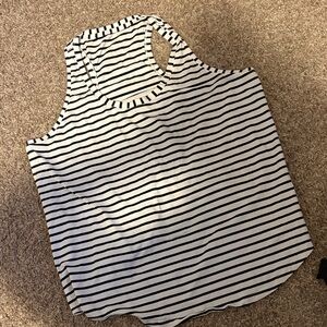 Black + White Striped Lululemon racer back, curved hem Tank Top